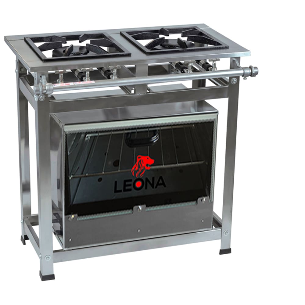 Fogão Industrial 2 Bocas P7 em Aço Inox com Forno Leona