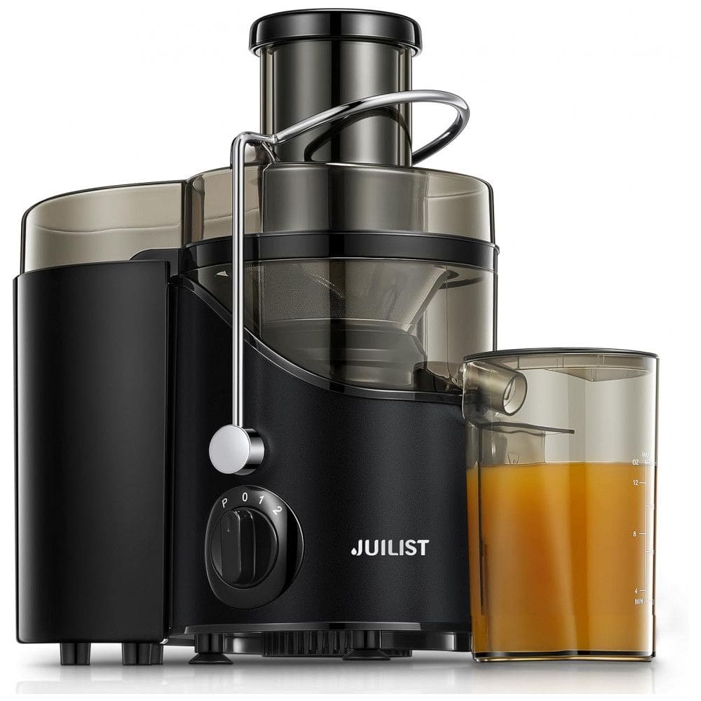 Extrator de Sucos Juilist, Juicer de Boca Larga de 7,62 cm, para Frutas e Vegetais com 3 Velocidades, Motor de 400W, Fácil de Limpar, Preto