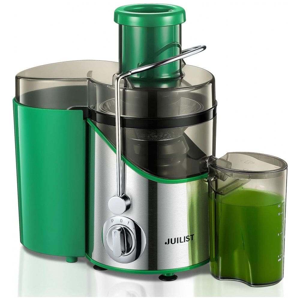 Extrator de Suco Juilist 7,62 cm para Frutas e Vegetais, 3 Velocidades, Motor de 400W, Fácil de Limpar - Verde