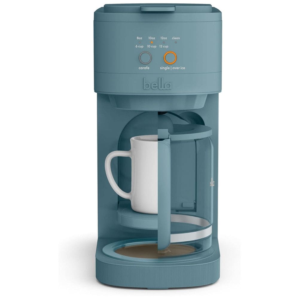 Cafeteira 2 em 1 Compacta e Versátil, Prepara Café em 3 Tamanhos de Jarras e Copos, 110V 1200W, Bella VersaBrew, Azul Surf