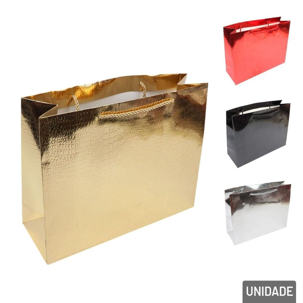 Sacola de Papel 25x32cm Metalizada Color - Tudo em Caixa