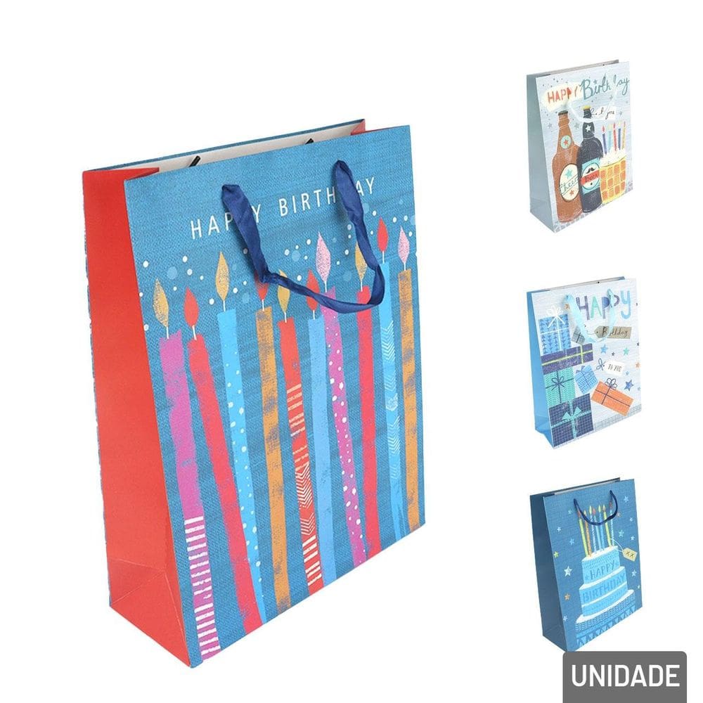 Sacola de Papel 33x25,5cm Happy Birthday - Tudo em Caixa