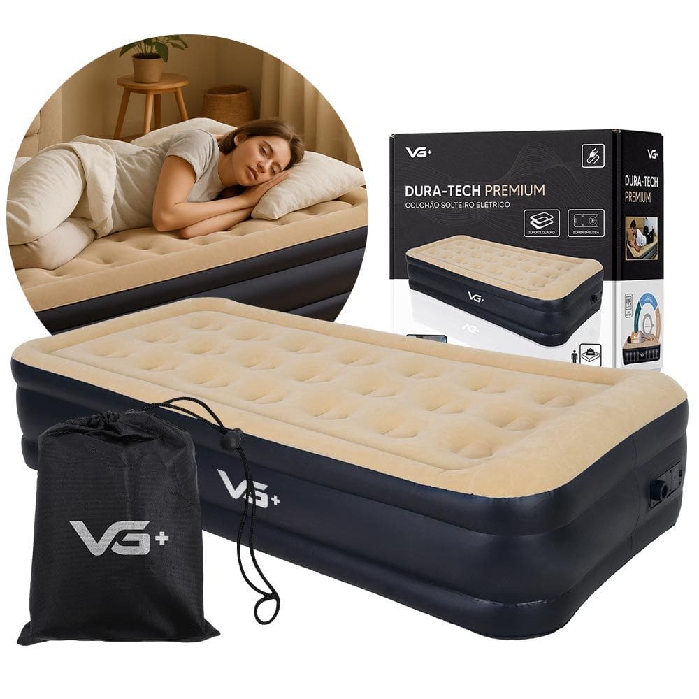 Colchão Inflável Solteiro Dura Tech Premium Resistente com Bomba Elétrica Embutida VG Plus 220v