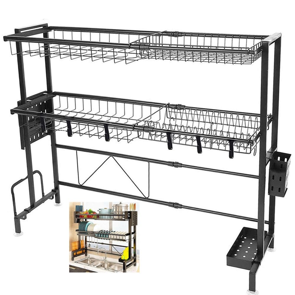 Escorredor de Louça Pia 2 Andares Cozinha Modular Suspensa Ajustavel Extensivel Prato Talher Copo Organizaçao Bancada