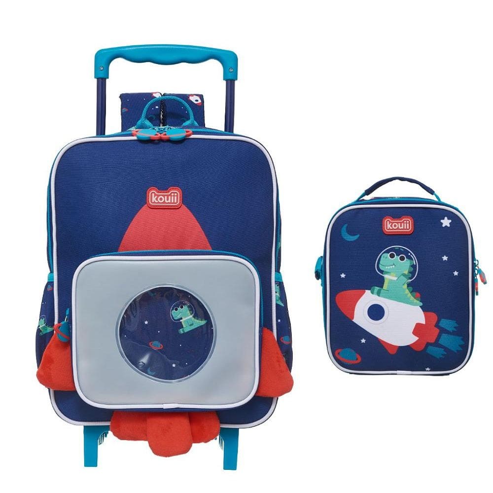 Kit Mochila Carrinho Lancheira Kouii Pacific Nauta Azul