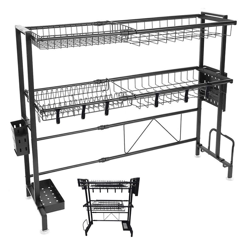 Escorredor de Louça Pia 2 Andares Cozinha Modular Suspensa Extensivel Ajustavel Prato Talher Utensilios Mesa Bancada