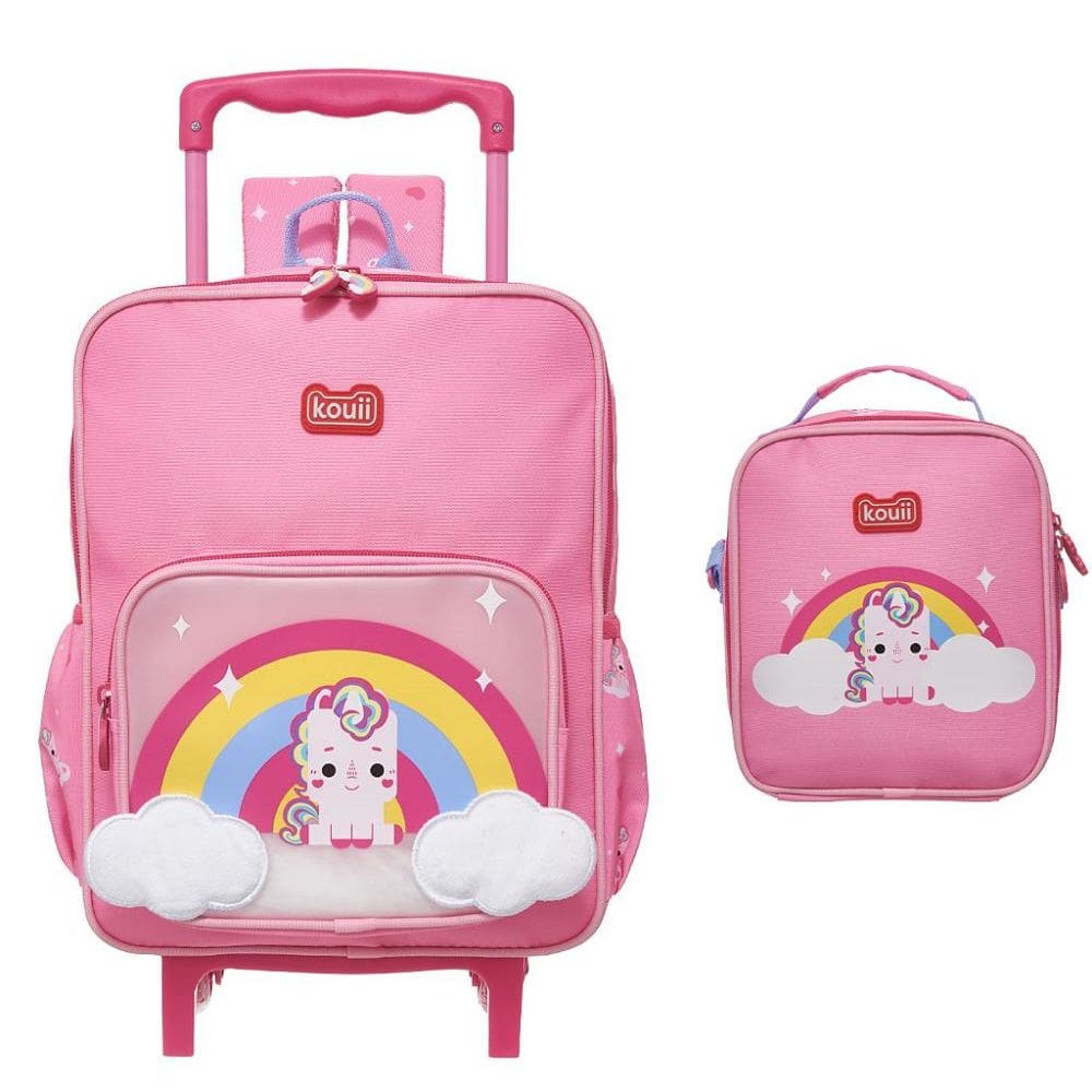 Kit Mochila Carrinho Lancheira Kouii Pacific Uni Unicórnio