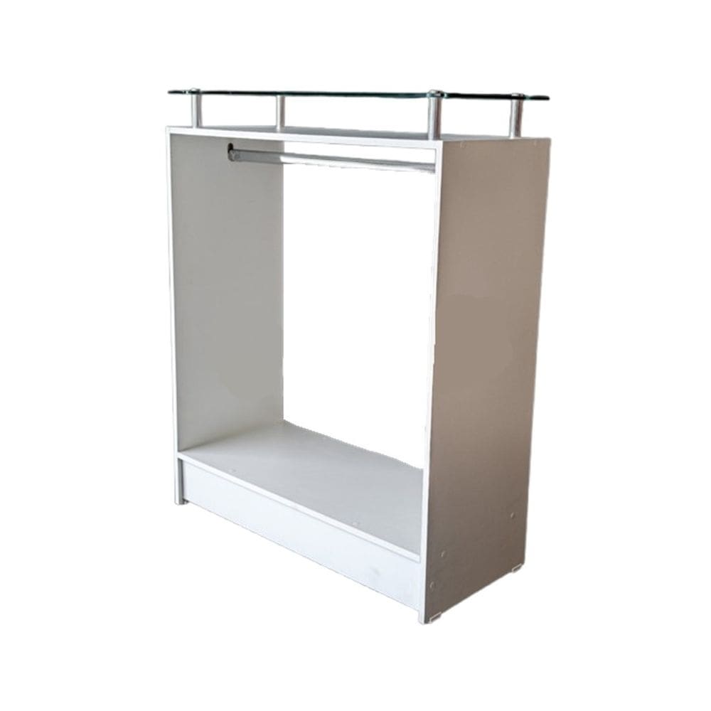Balcão Arara Central Com Vidro Lojas 100% Mdf Branco Desmontado - Suprema Móveis