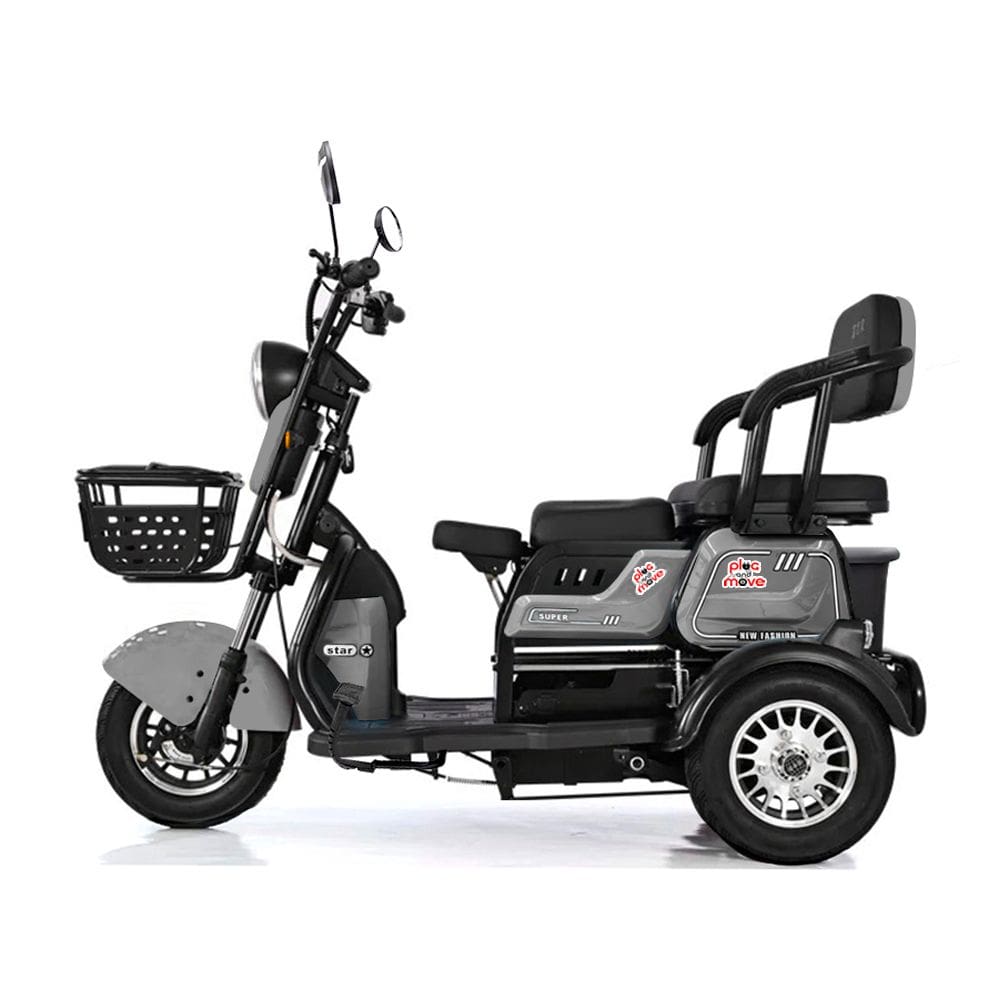 Triciclo Elétrico - MAX Smart PAM 800w - Cinza - Plug and Move