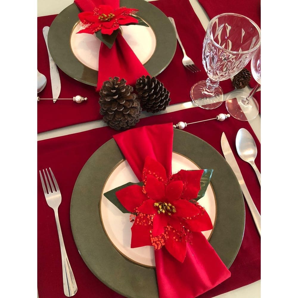 Kit Mesa Posta Jogo Americano 04Lugares Natal Reveillon Deco