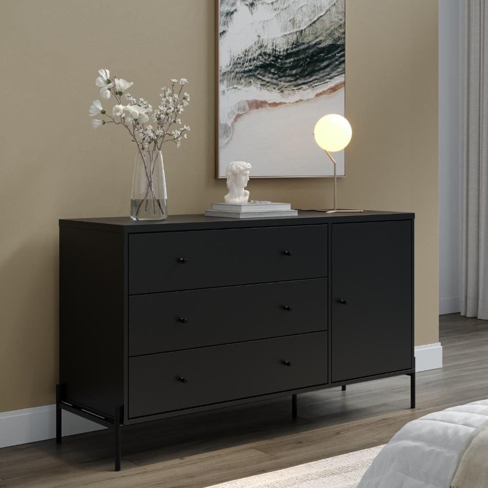 Cômoda Com 3 Gavetas Jasper 138 Cm 1 Porta Lateral Sala
