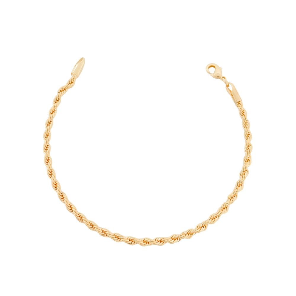 Pulseira Cordão Baiano 3mm Banhada a Ouro