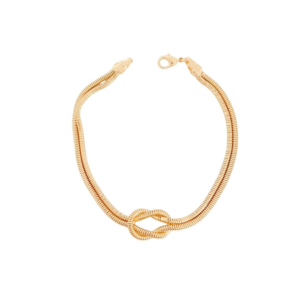 Pulseira Fio Alemão Nó Entrelaçado Banhada a Ouro