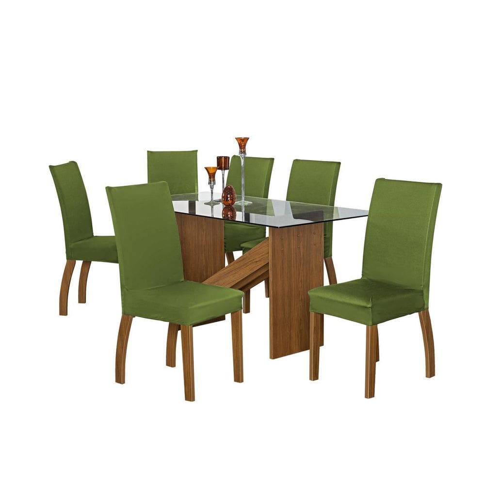 Kit Capa De Cadeira Jantar Liso Com Elástico 04 Peças Verde