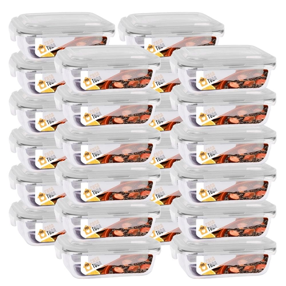 Jogo Com 24 Potes Vidro Tampa Silicone Hermetica 370ml Marmitas