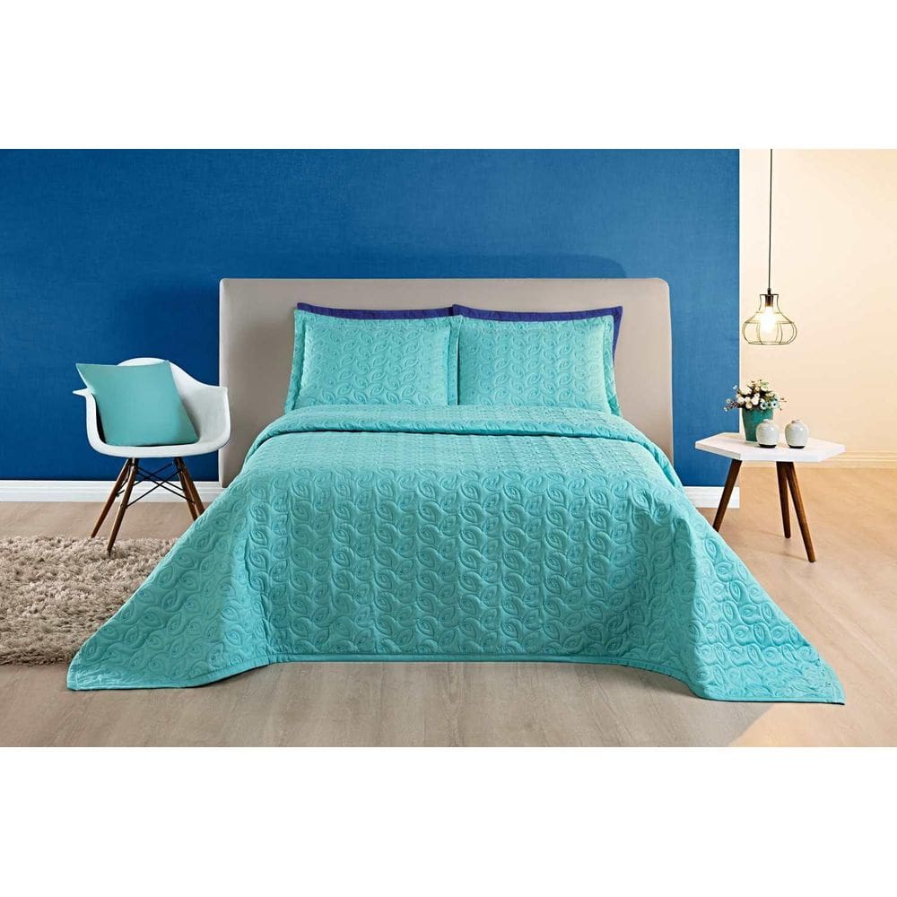 Cobre Leito Casal 3 Pç Coleção Ágata 200 Fios Bordado Tifany