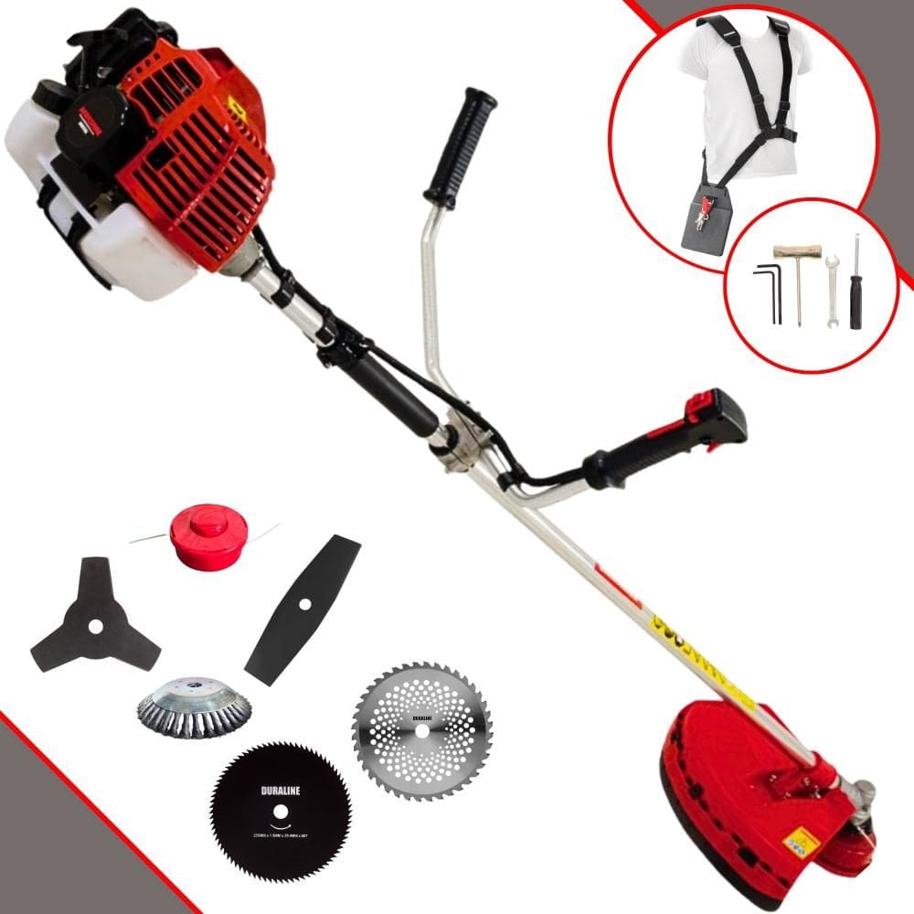 Máquina de Cortar Grama Lateral À Gasolina Kawashima KW43L 43cc 1,7HP de Potência 10.000rpm Roçadeira Multifuncional Completa Com 6 Opções de Cortes