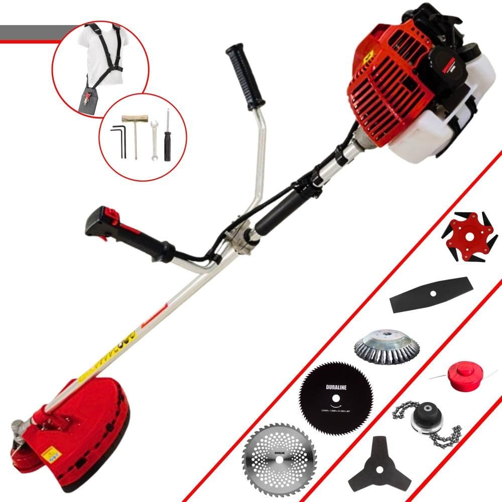 Cortador de Grama Completa À Gasolina Kawashima KW43L 2 Tempos 43cc 1,7HP Alta Performance Roçadeira Com Carretel de Nylon e Kit de 7 Opções de Corte