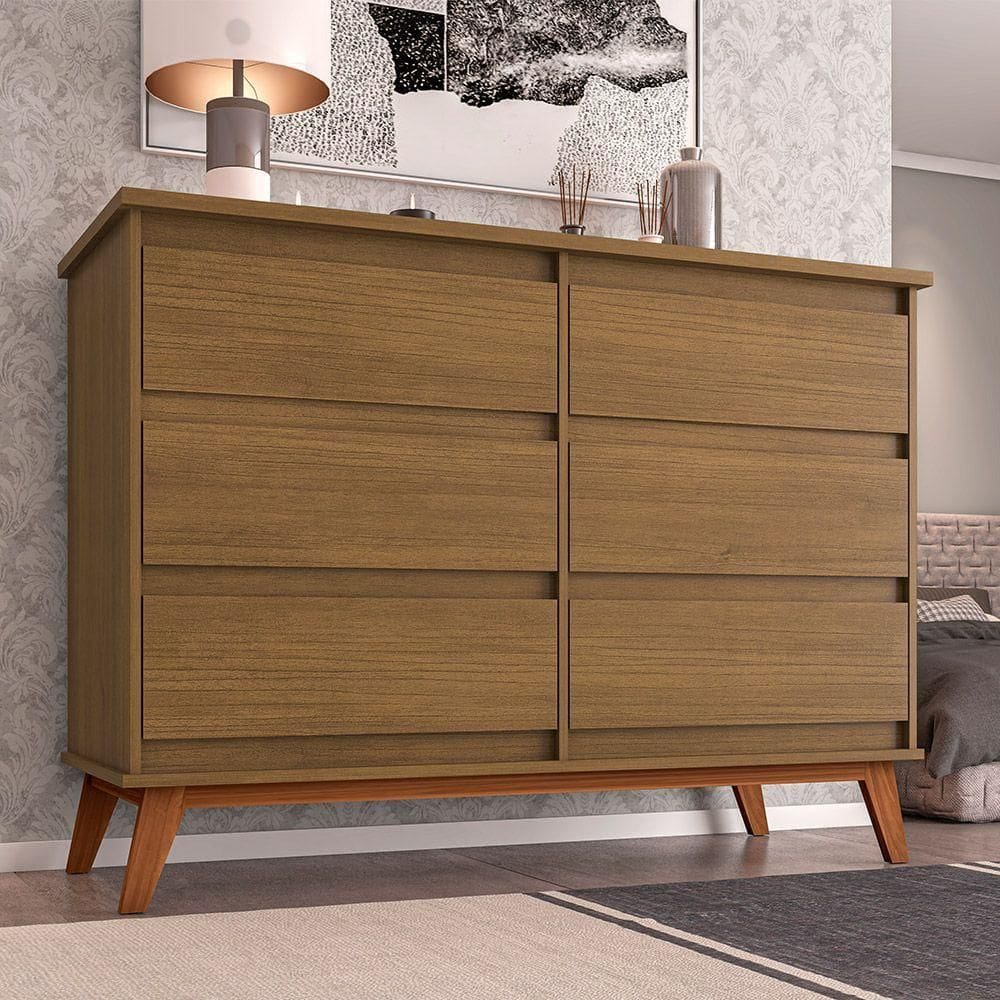 Cômoda Para Quarto Londres 6 Gavetas - Amêndoa