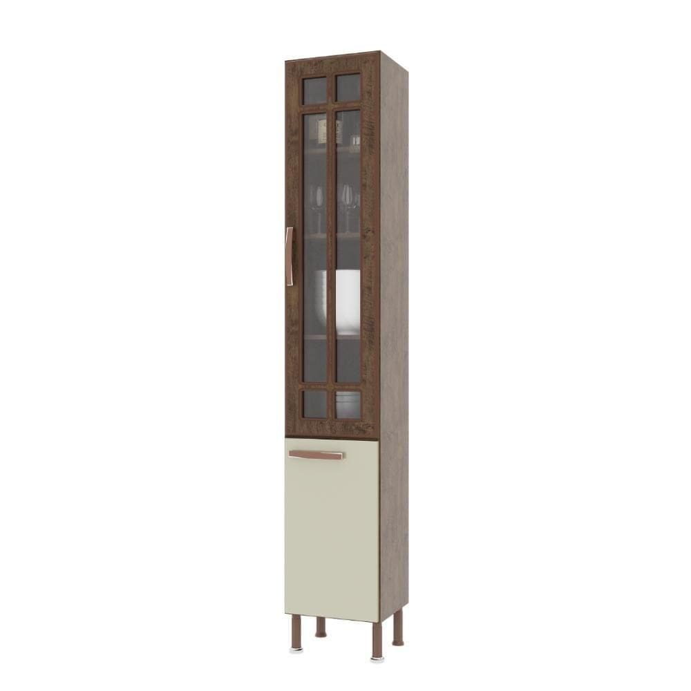 Paneleiro Simples Modulado Com Vidro Fidelitá Lisboa 35cm 2 Portas Noce/off-white