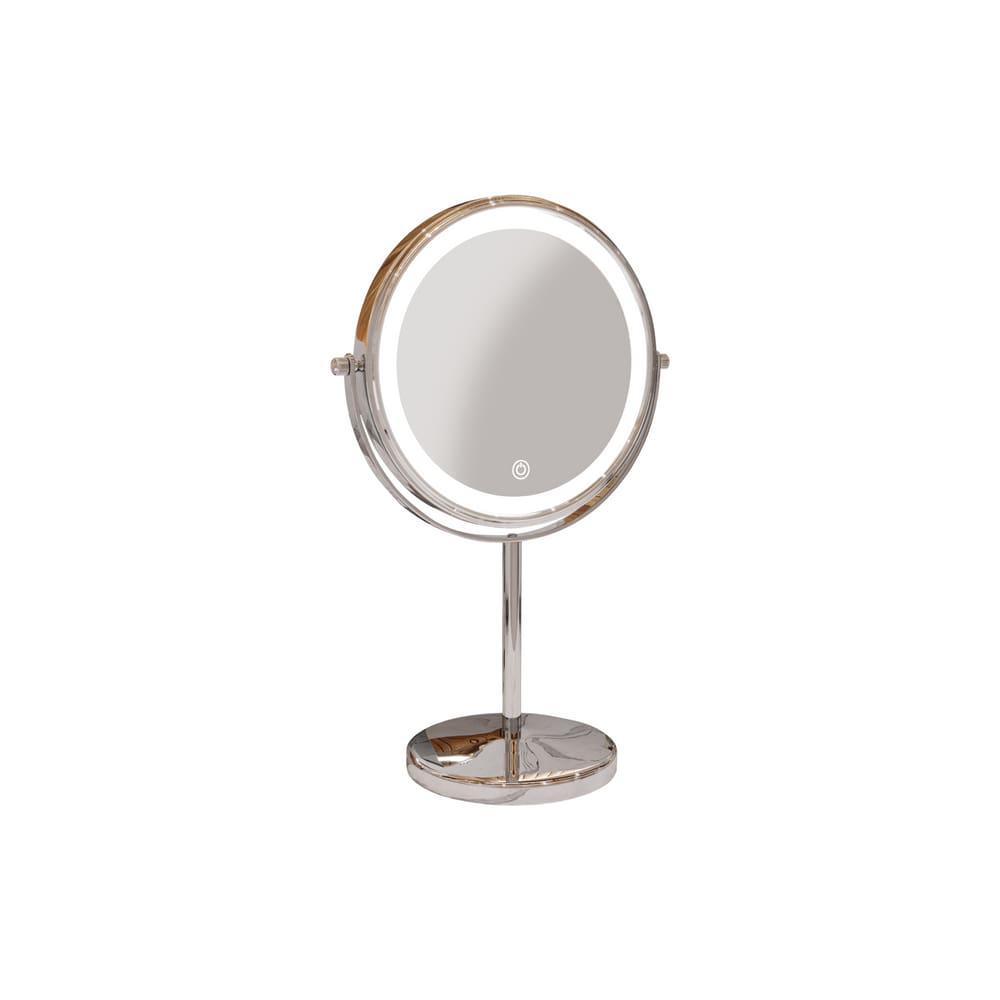 Espelho De Bancada Redondo Cromado E6600 L-8 C/ Luz Italy Line
