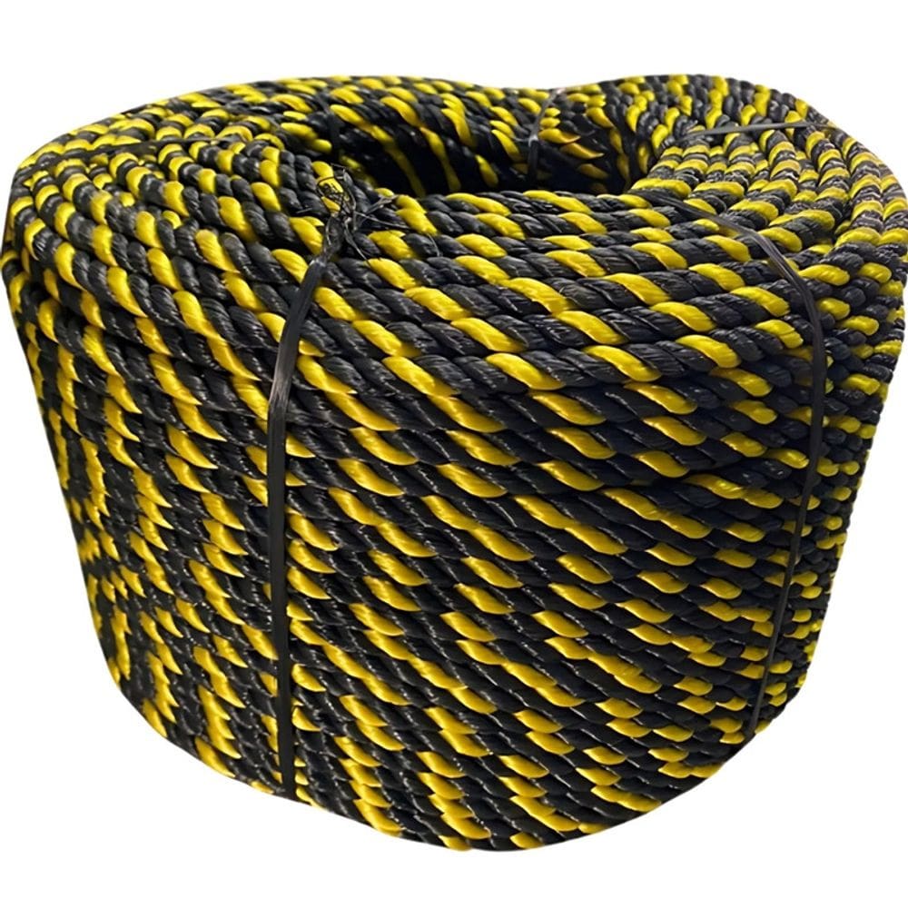 Corda Polietileno Torcida 12mm Amarelo/Preto 100m Plasmodia