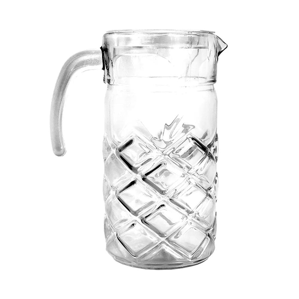 Jarra de Vidro Transparente C/ Tampa Vermelha PINEA P/ Água, Suco e Refrigerante 1470ml