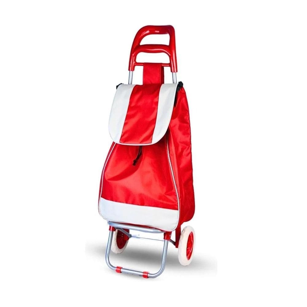 Carrinho Compras Feira Dobrável Rodas Suporta 30 Kg-Vermelho