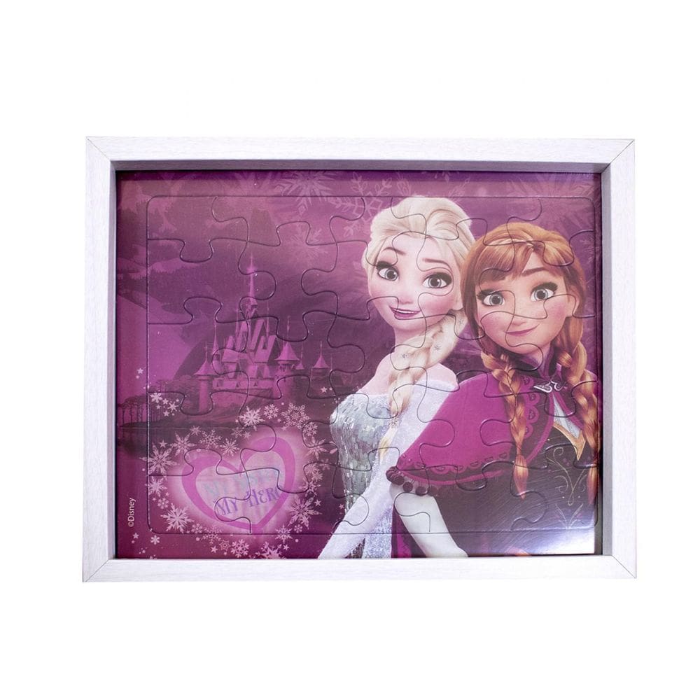 Porta Retrato Quebra Cabeça Anna Elsa Frozen 22X27Cm Disney
