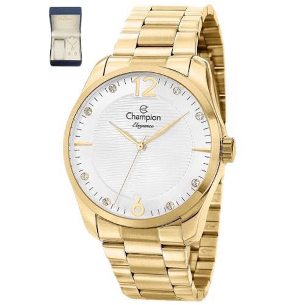 Relógio Feminino Champion Dourado Banhado Ouro Cn27607S