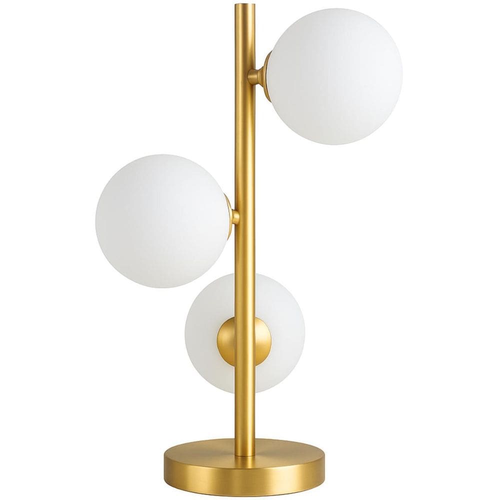 Luminária Mesa Abajur 44Cm 3 Globos Vidro 10Cm Jabuticaba