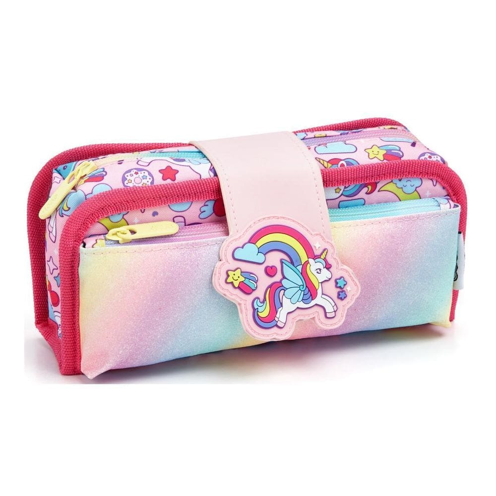 Estojo Duplo Necessaire Juvenil Escolar Organizador - Rosa