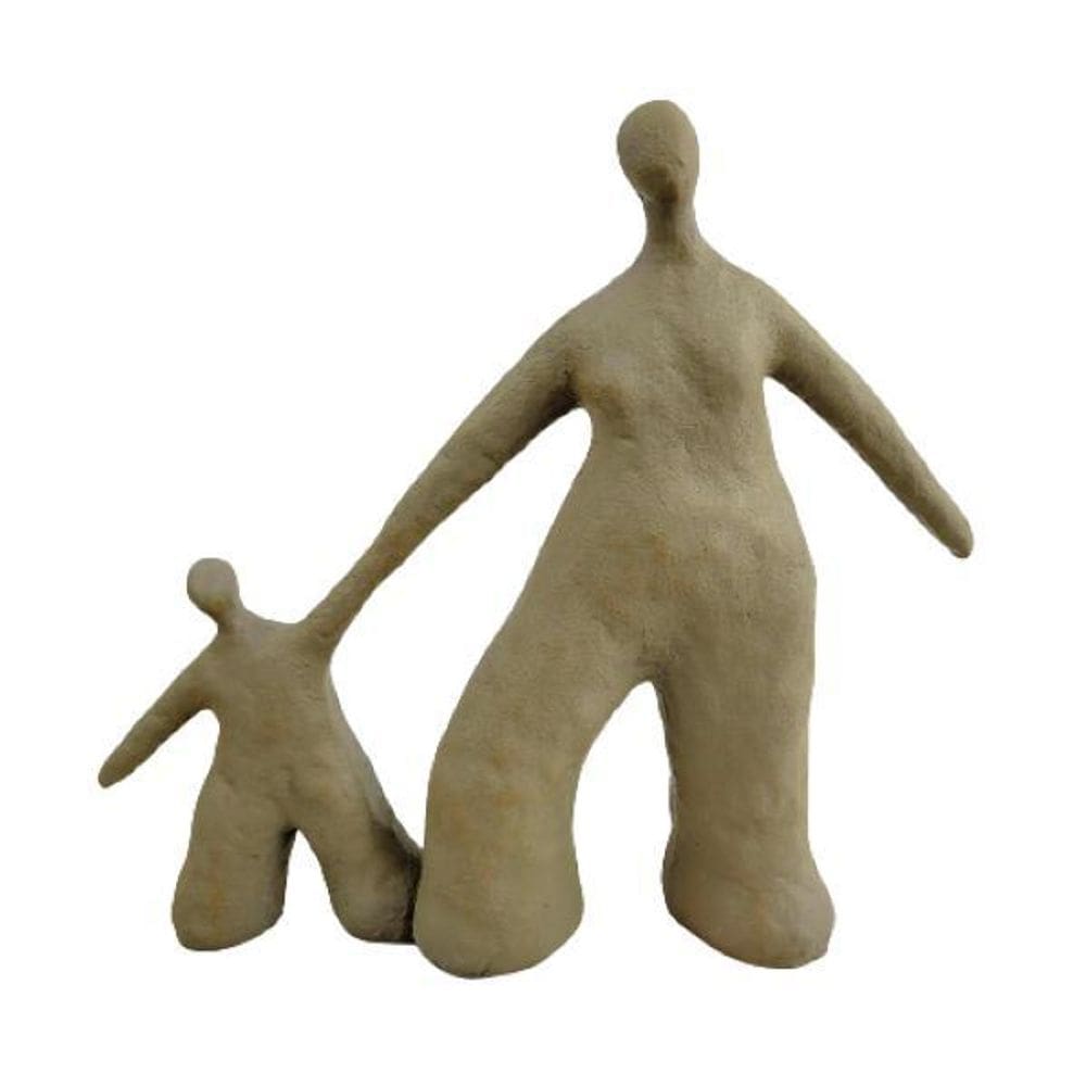 Escultura Cinza Figura Decorativa 25X27X4Cm Poliresina