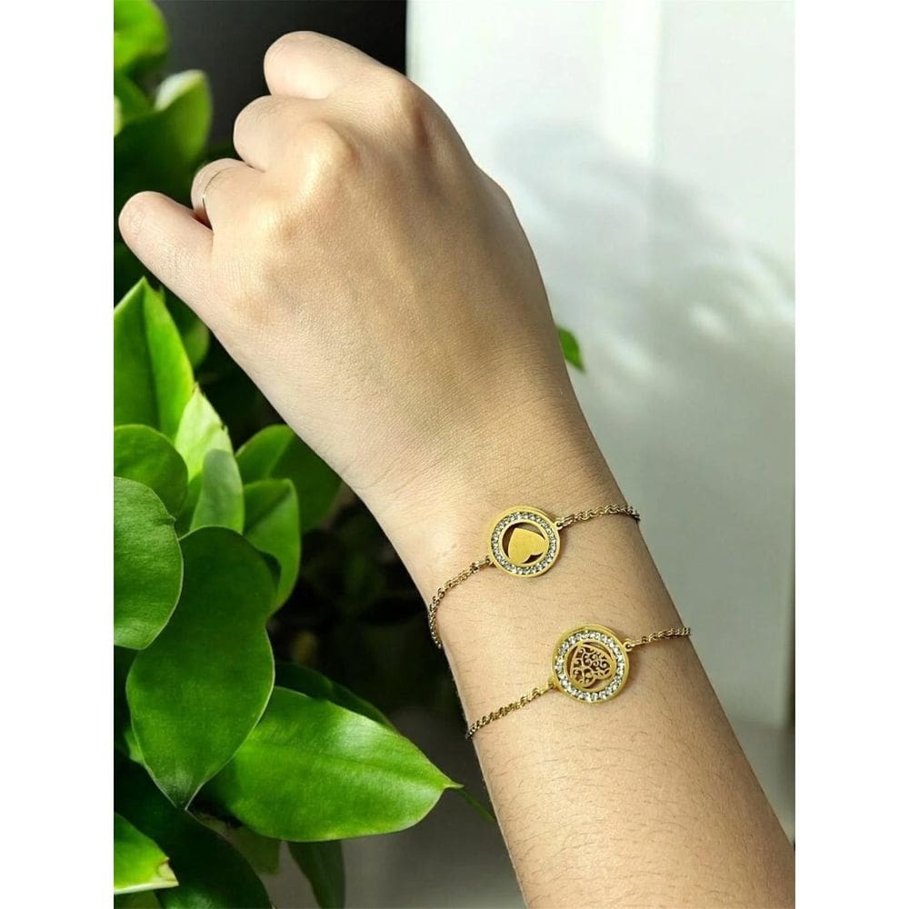 Kit Pulseiras Feminina Coração Banhada A Ouro 18K