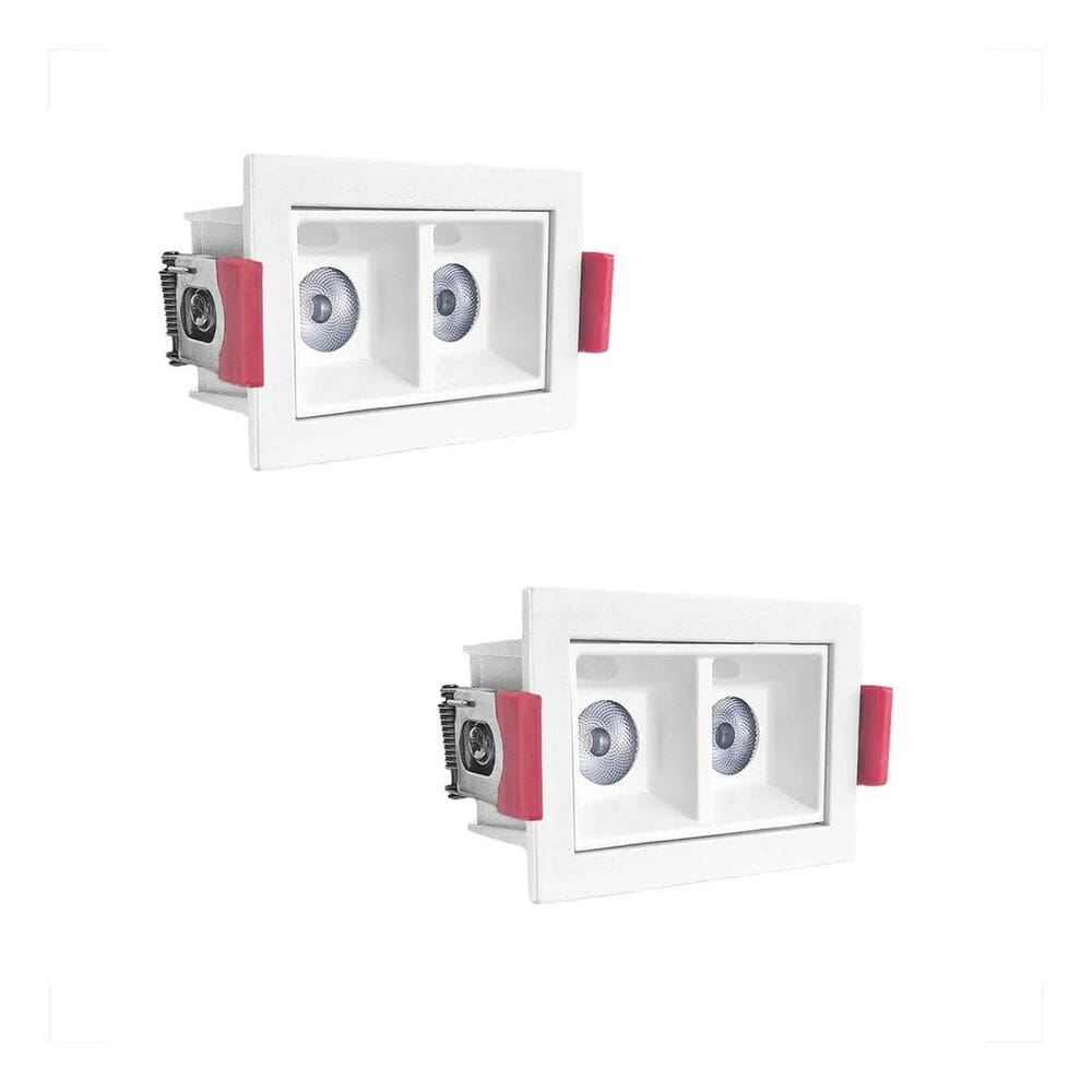 2 Spot Duplo Mini Embutido Led Downlight Recuado Bet57