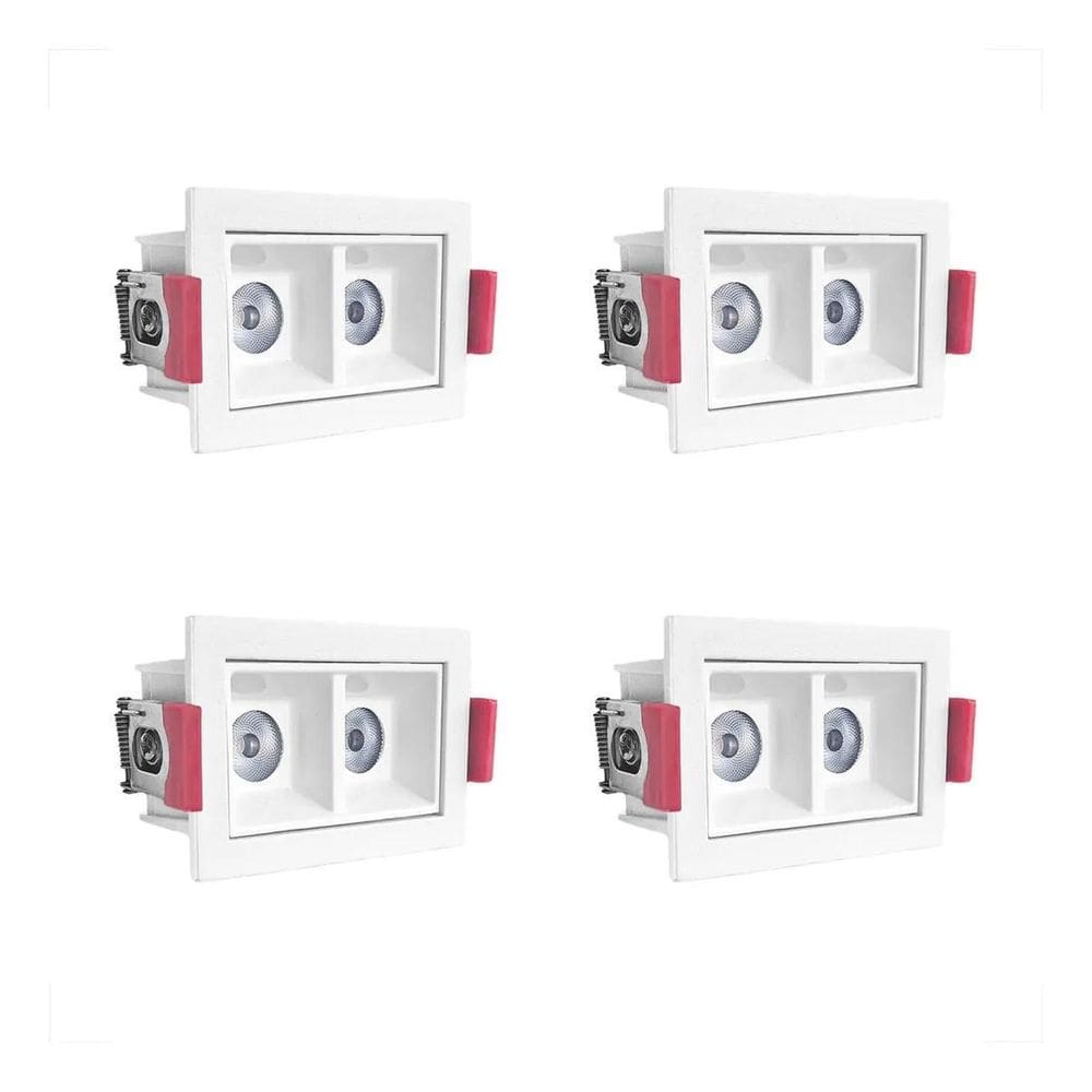 4 Spot Downlight Mini Duplo Led Embutir Corredor 3000K Bet57