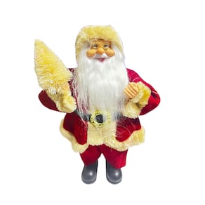 Papai Noel Em Pe Vermelho Bege 30cm Florarte