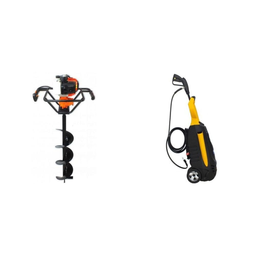 Kit de Perfurador de Solo a Gasolina com Broca 52cc e Lavadora de Alta Pressão 165bar Vulcan Trent Laranja
