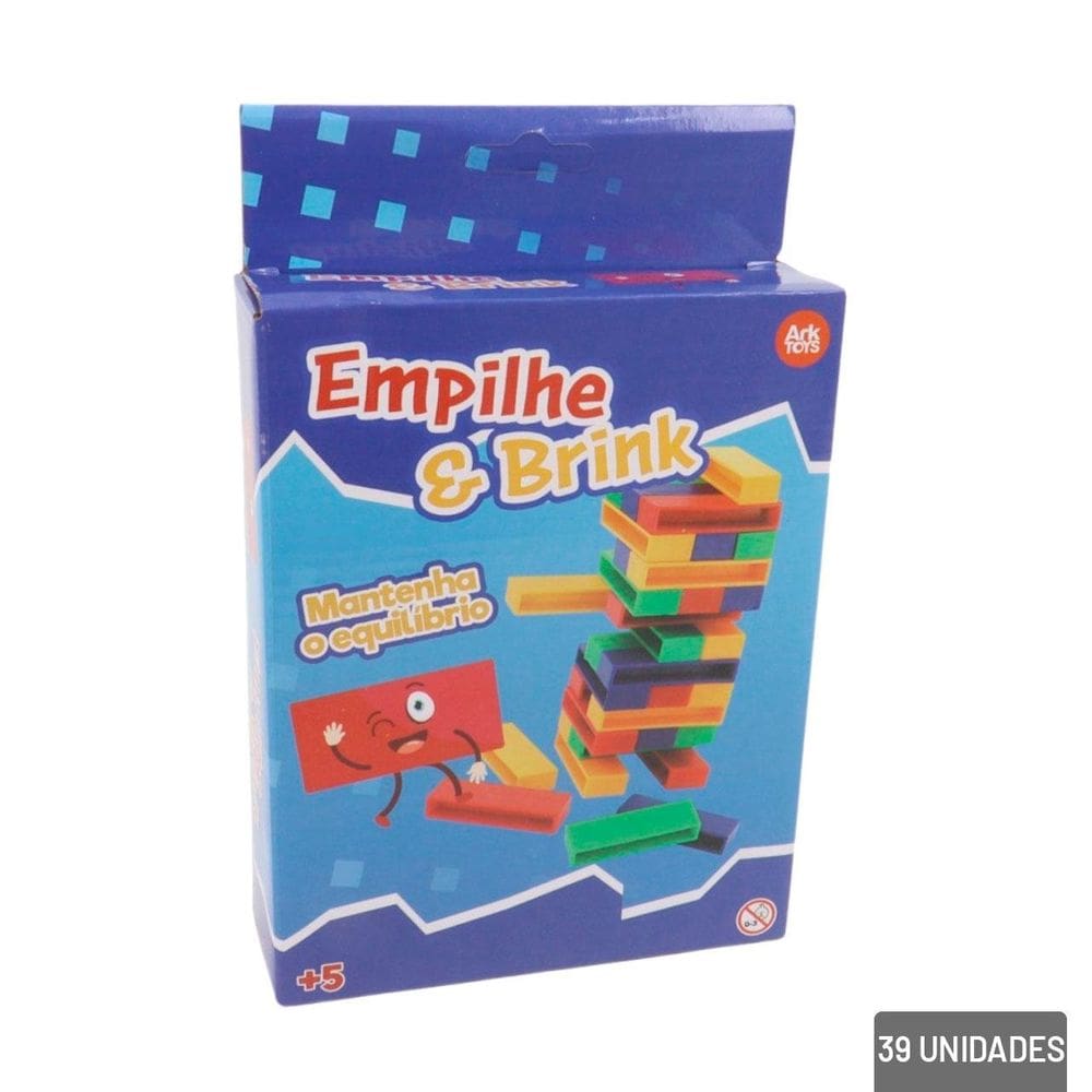 Jogo Empilhe e Brink 39 Peças de Plástico Colorido - Tudo em Caixa