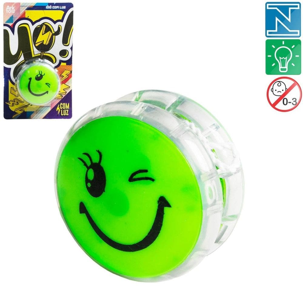 Ioiô de Plástico 5cm com LUZ Emoticons Color - Tudo em Caixa