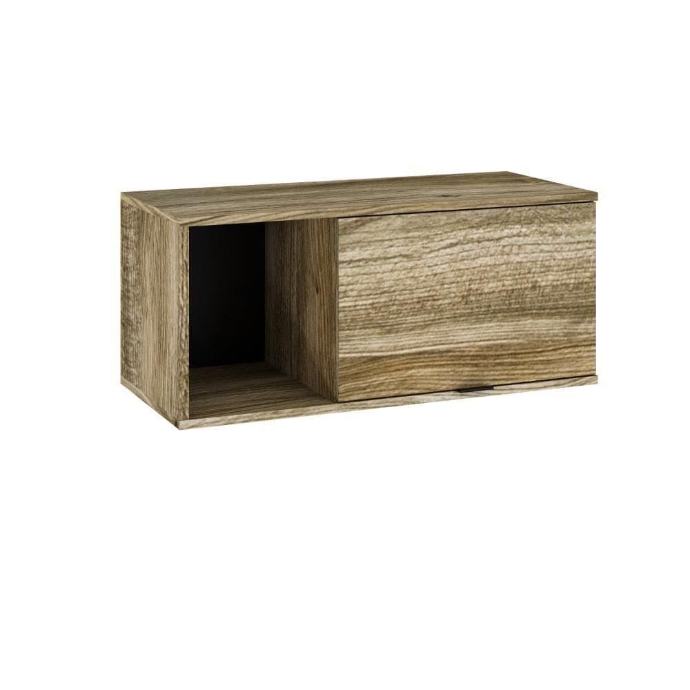 Armário Aéreo Com nicho E Porta Basculante 35x80x35cm Wlnp80 Carvalho - Preto
