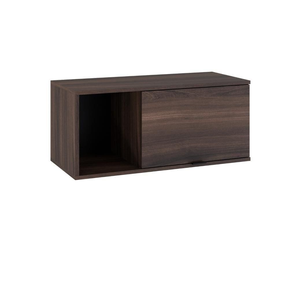Armário Aéreo Com nicho E Porta Basculante 35x80x35cm Wlnp80 Nogal - Preto