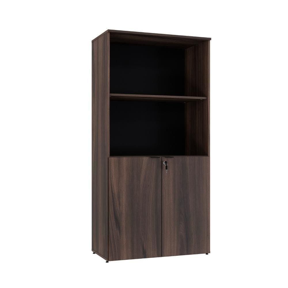 Armário Alto Estante Com 02 Portas 161,5x80x42cm Wlae80 Nogal - Preto