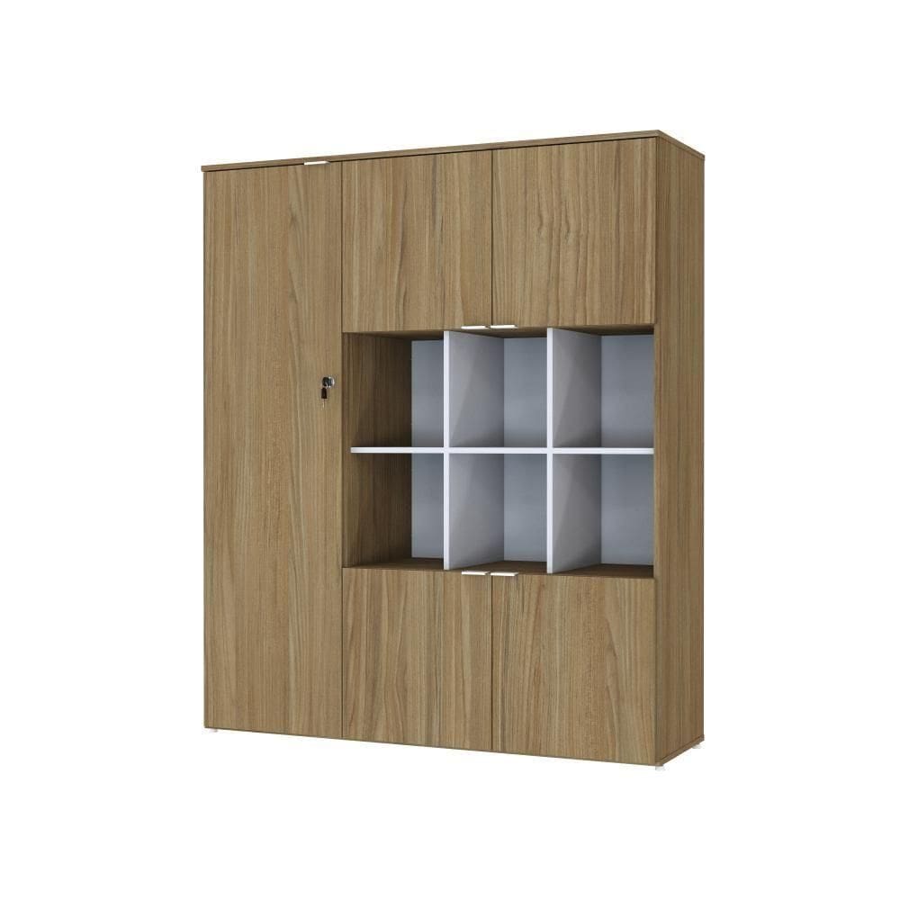 Armário Alto Com nichos E 05 Portas 161,5x135x42cm Wlan135 Vermont Oak - Branco