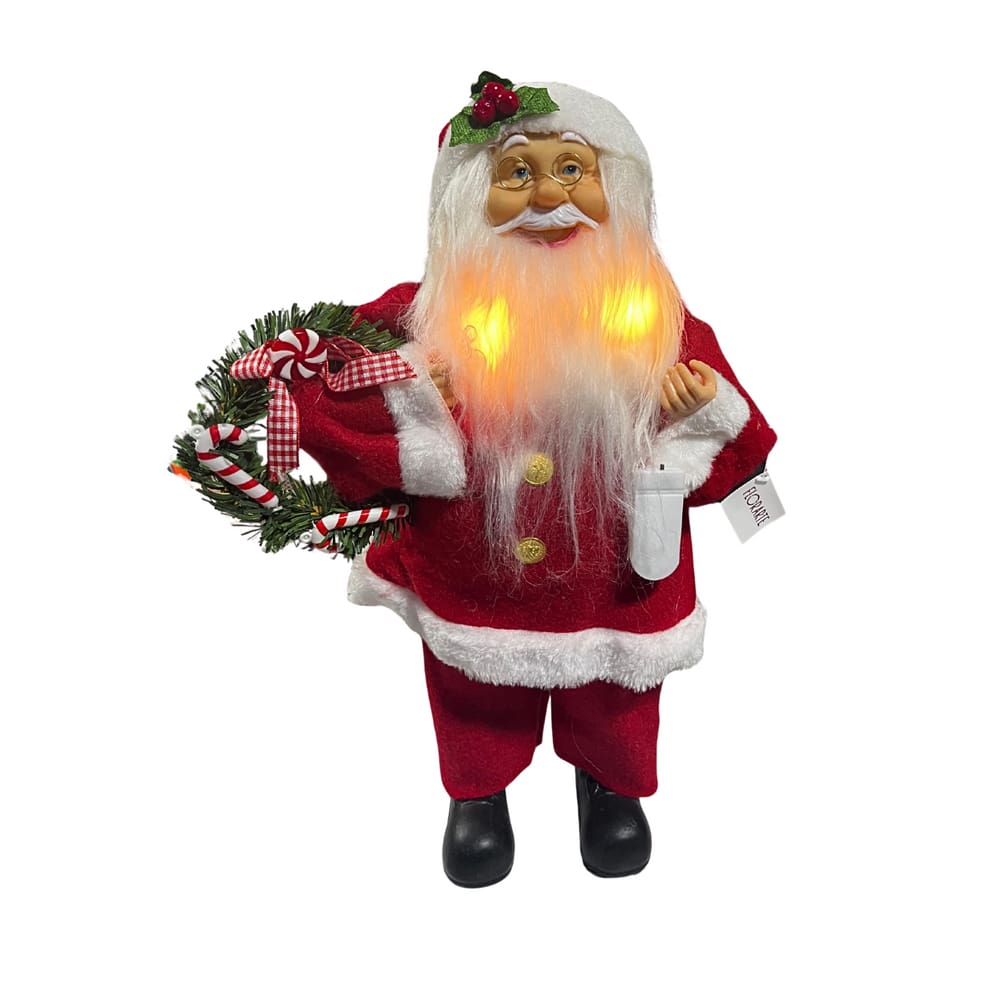 Papai Noel Em Pe Vermelho Branco 40cm C/LED Florarte
