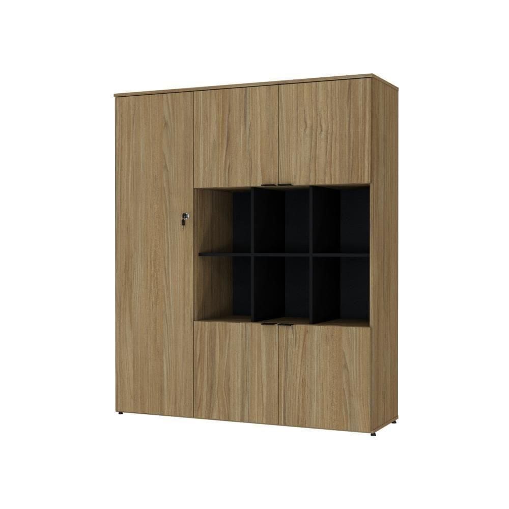 Armário Alto Com nichos E 05 Portas 161,5x135x42cm Wlan135 Vermont Oak - Preto