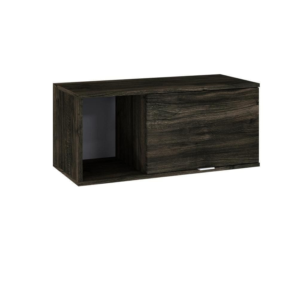 Armário Aéreo Com nicho E Porta Basculante 35x80x35cm Wlnp80 Carvalho Dark - Branco