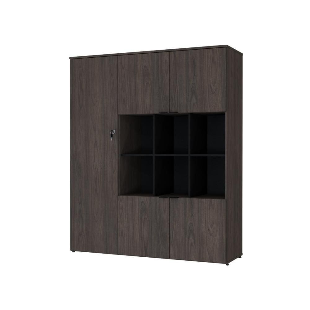 Armário Alto Com nichos E 05 Portas 161,5x135x42cm Wlan135 Terracota - Preto