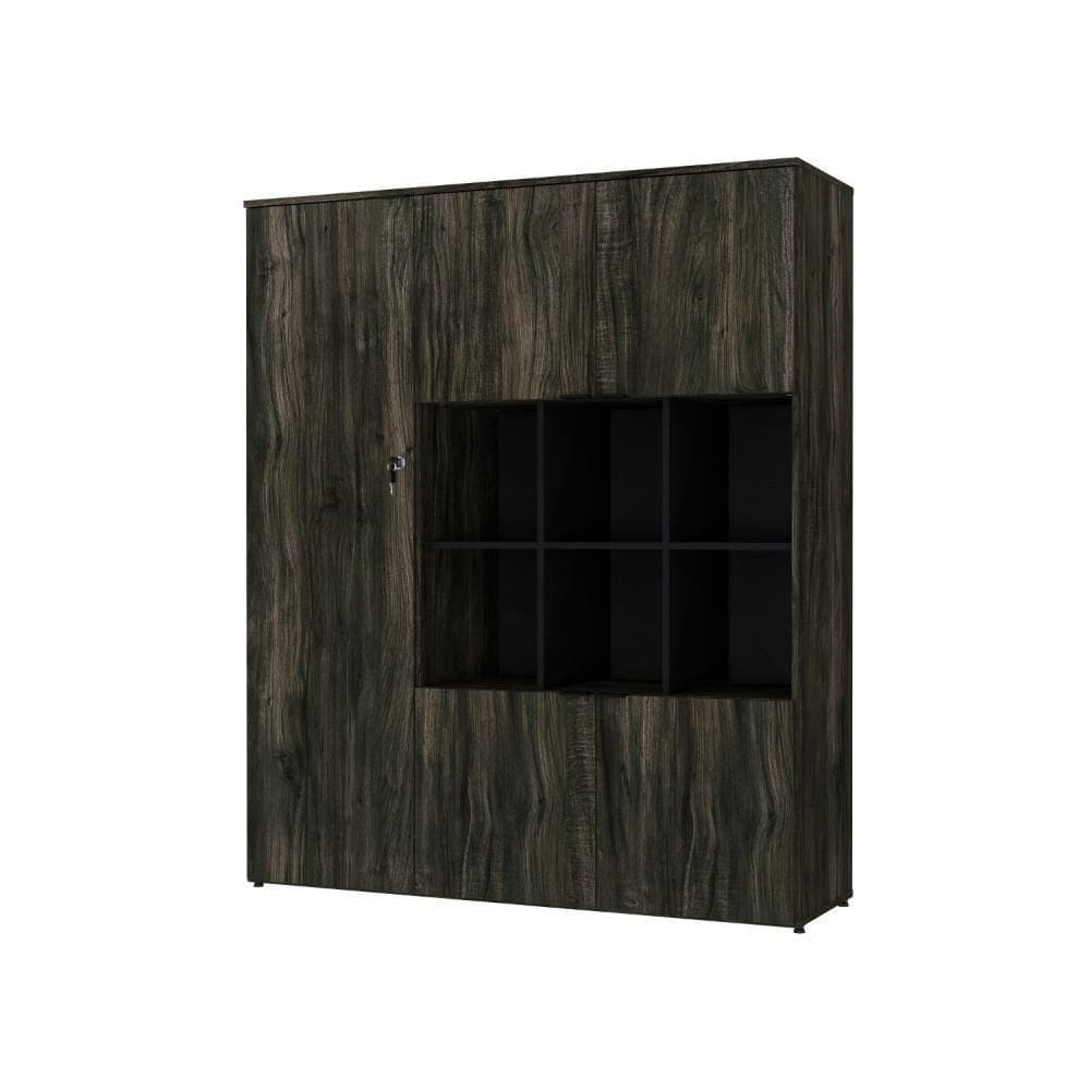 Armário Alto Com nichos E 05 Portas 161,5x135x42cm Wlan135 Carvalho Dark - Preto