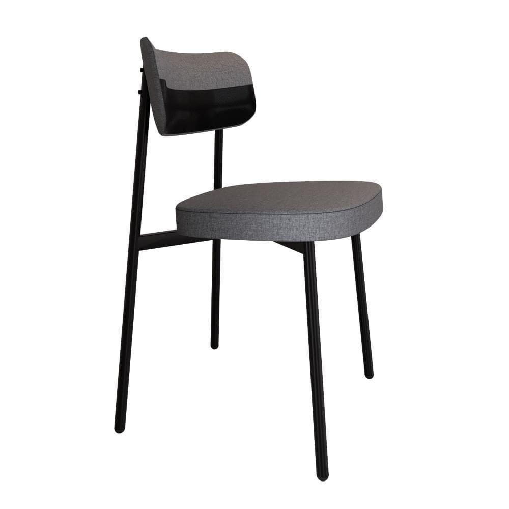 Cadeira Alloa Fixa C/4 Pés 50 X 44,7 X 83,8 Cm C/1 Un. Corriente Cinza/courino Preto Corriente Cinza/courino Preto